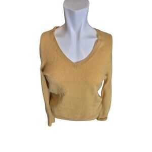 Only Mine 100% Cashmere V-neck Sweater V-Neck Goldenrod Sz S